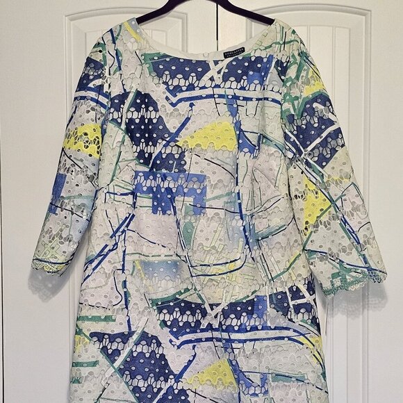NWT Women's Doncaster Collection 3/4 Sleeve Eyelet Dress Multicolor Size 16 - Picture 1 of 10